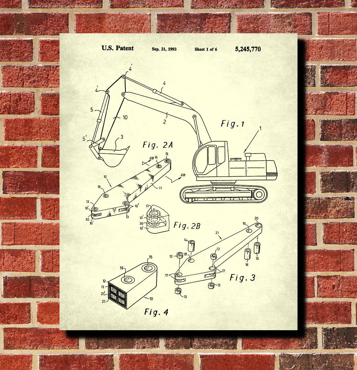 Excavator Blueprint Mining Equipment Poster Klondike Gold Rush