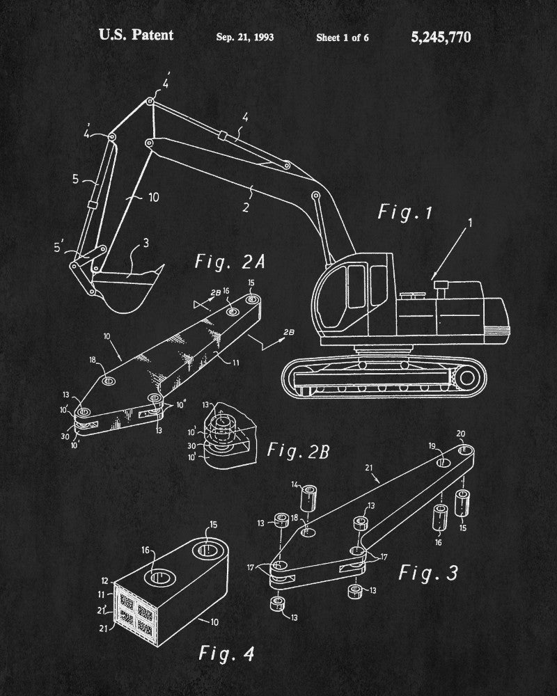 Excavator Blueprint Mining Equipment Poster Klondike Gold Rush
