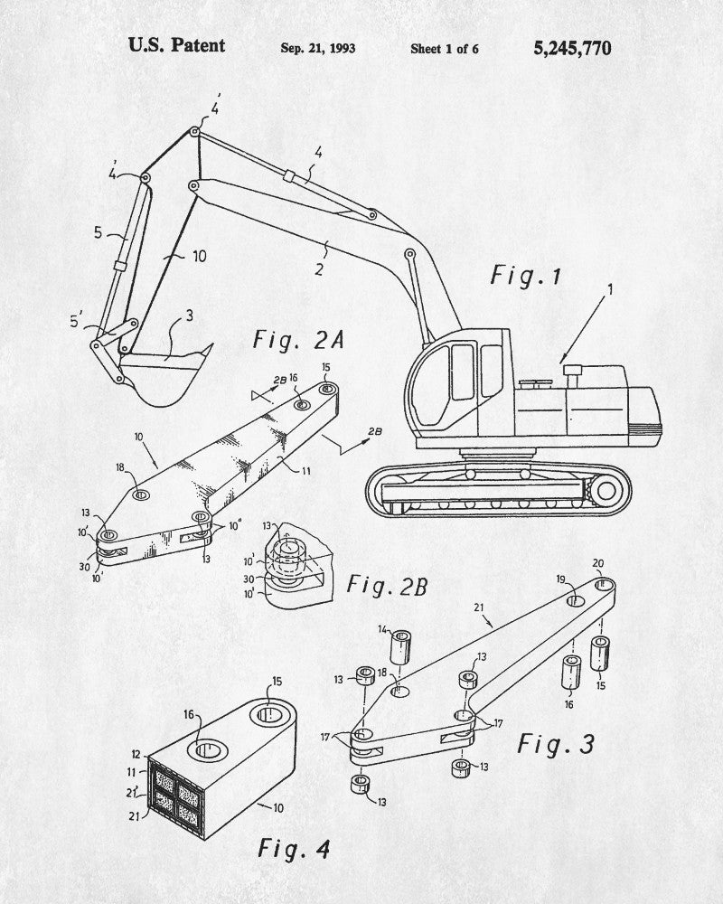 Excavator Blueprint Mining Equipment Poster Klondike Gold Rush