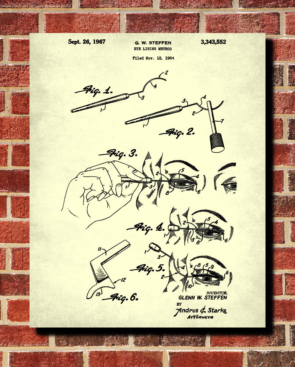 Eyeliner Patent Print Makeup Beauty Poster Salon Blueprint