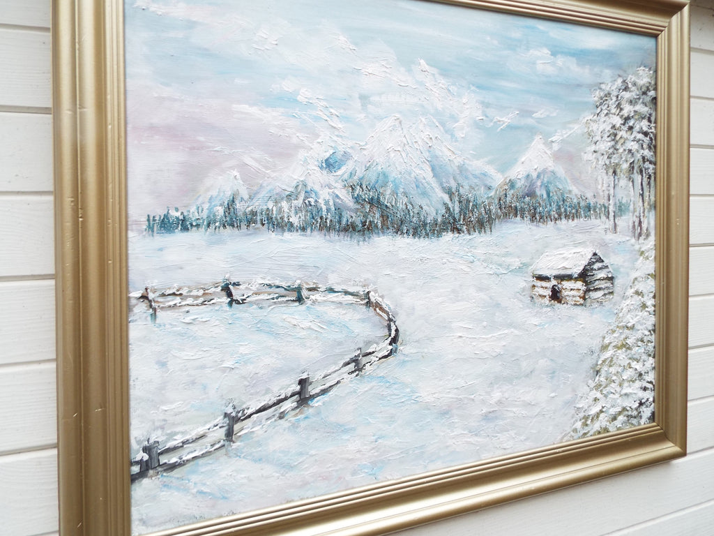 Snowscape Vintage Oil Painting Winter Landscape Snow Scene