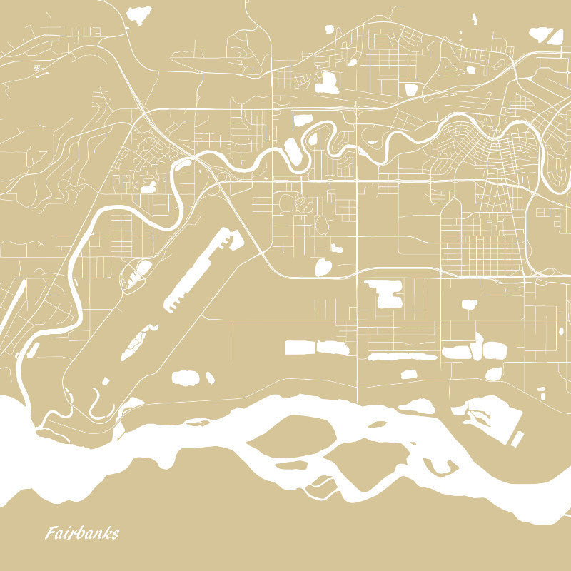 Fairbanks, Alaska City Street Map Print Custom Wall Map