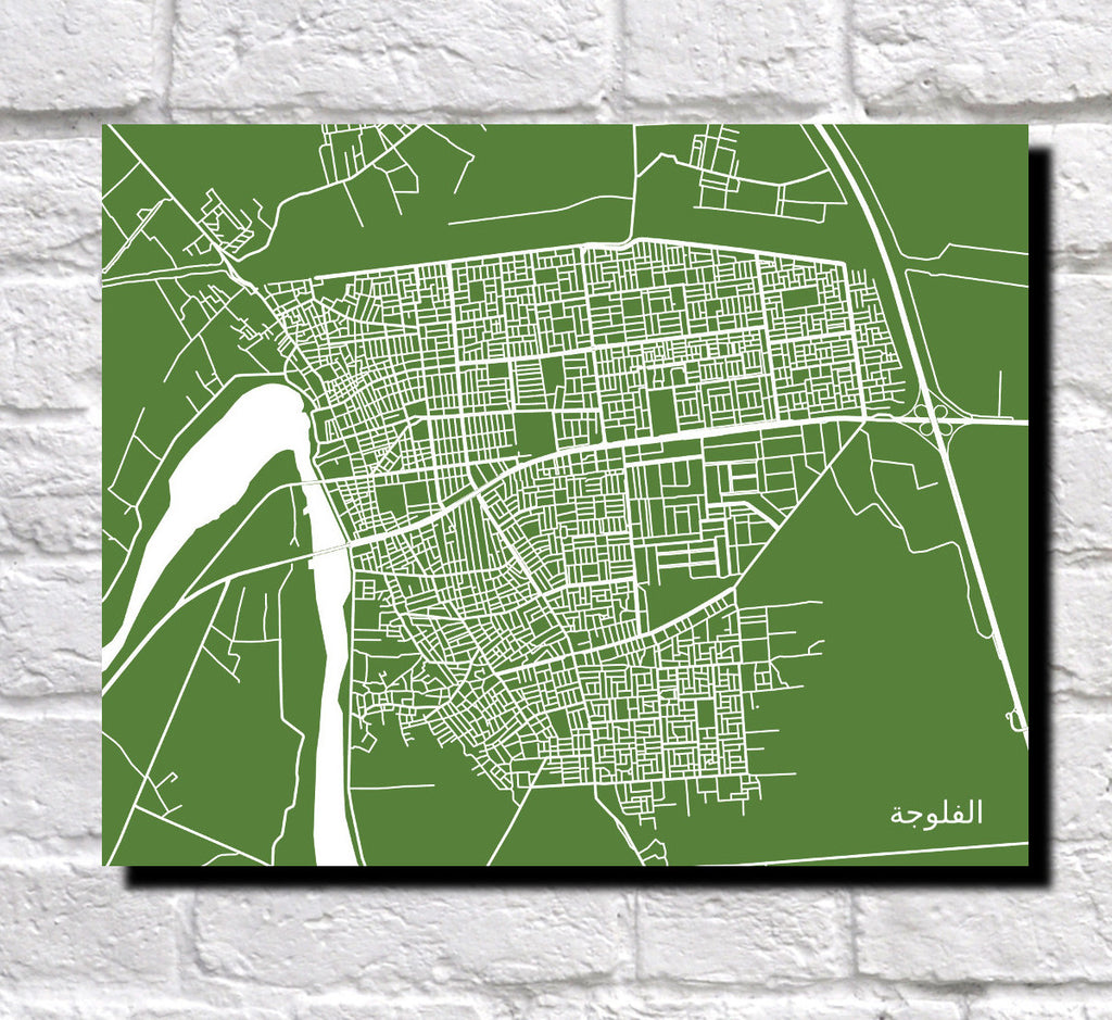 Fallujah, Iraq City Street Map Print Feature Wall Art Poster