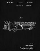 Fire Truck Patent Print Fireman Blueprint Fire Engine Poster