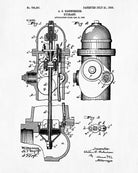 Fire Hydrant Patent Print Fireman Blueprint Firefighter Poster