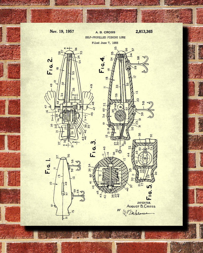 Fishing Lure Patent Print Angling Blueprint Sports Poster