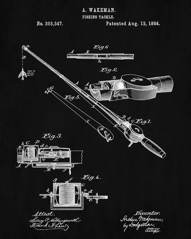 Fishing Rod Patent Print Angling Poster Sports Blueprint – GalleryThane