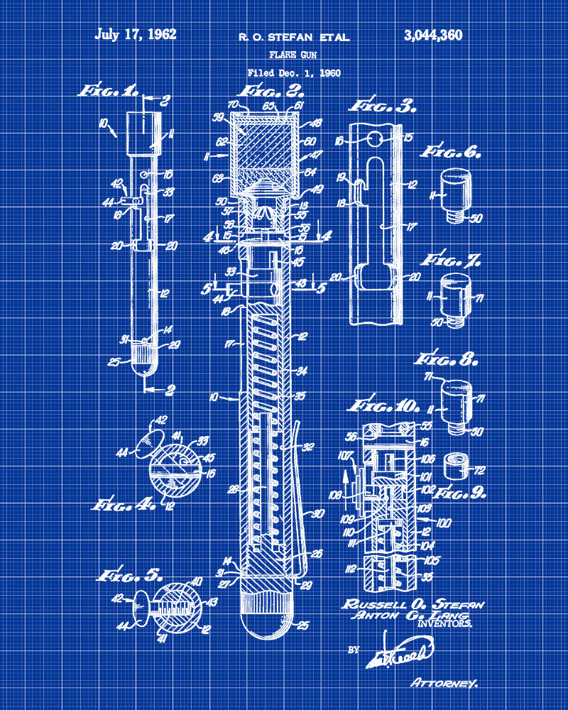 Flare Gun Patent Print Nautical Poster Sailing Decor