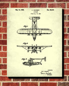 Flying Boat Patent Print Aviation Blueprint Aircraft Pilot Poster