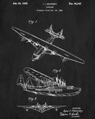 Flying Boat Patent Print Aviation Blueprint Pilot Poster