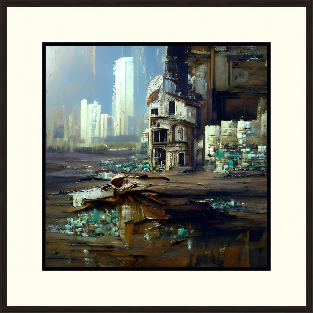 Folded City, Framed Urban Abstract Fine Art Print