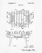 Foosball Patent Print Game Blueprint Man Cave Poster