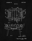 Foosball Patent Print Game Blueprint Man Cave Poster