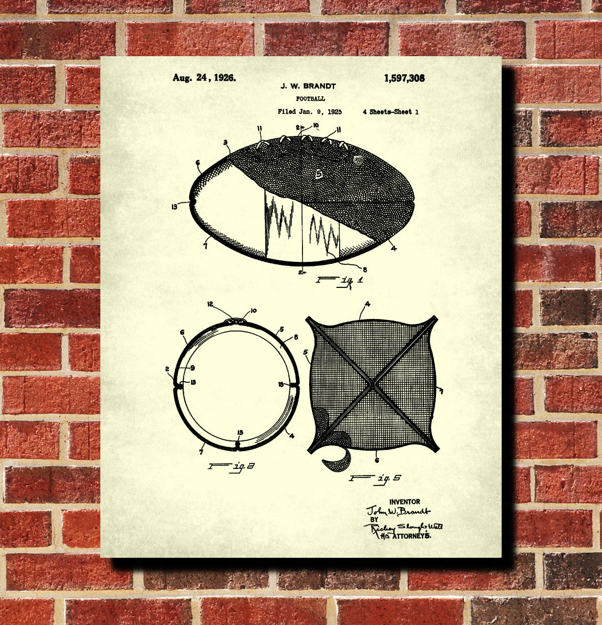 Football Patent Print Ball Design Blueprint Sports Poster