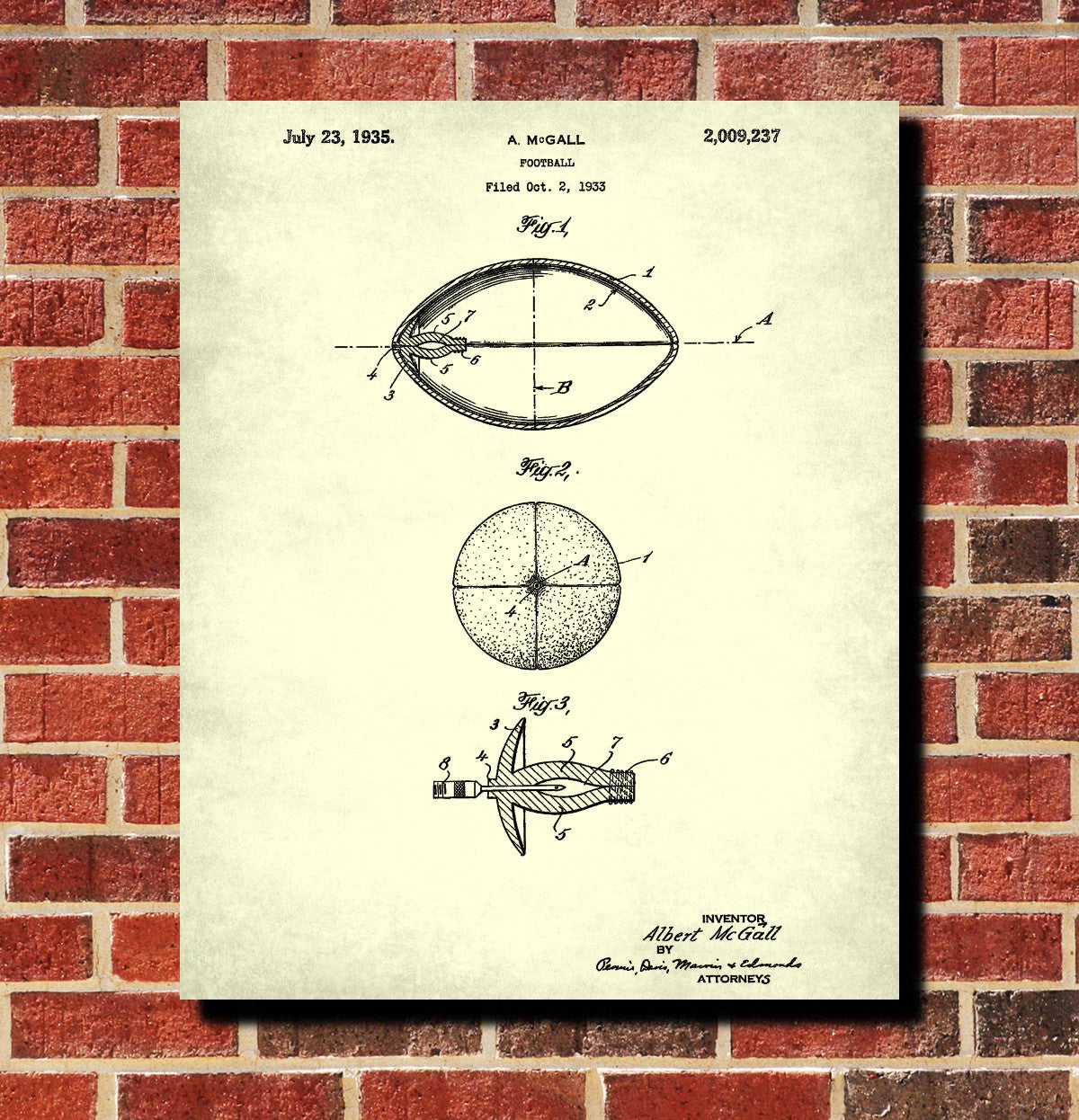 Football Patent Print Ball Blueprint Design Sports Poster