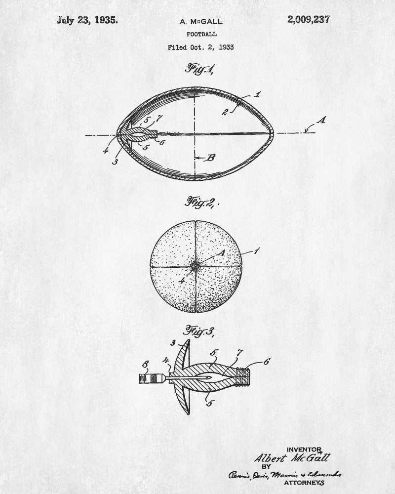 Football Patent Print Ball Blueprint Design Sports Poster