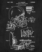 Football Helmet Patent Print Sports Blueprint Man Cave Poster