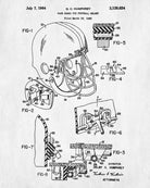 Football Helmet Patent Print Sports Blueprint Man Cave Poster