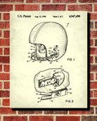 Football Helmet Patent Print Man Cave Poster Sports Blueprint