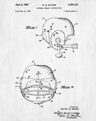 Football Helmet Patent Print Man Cave Poster Sports Blueprint