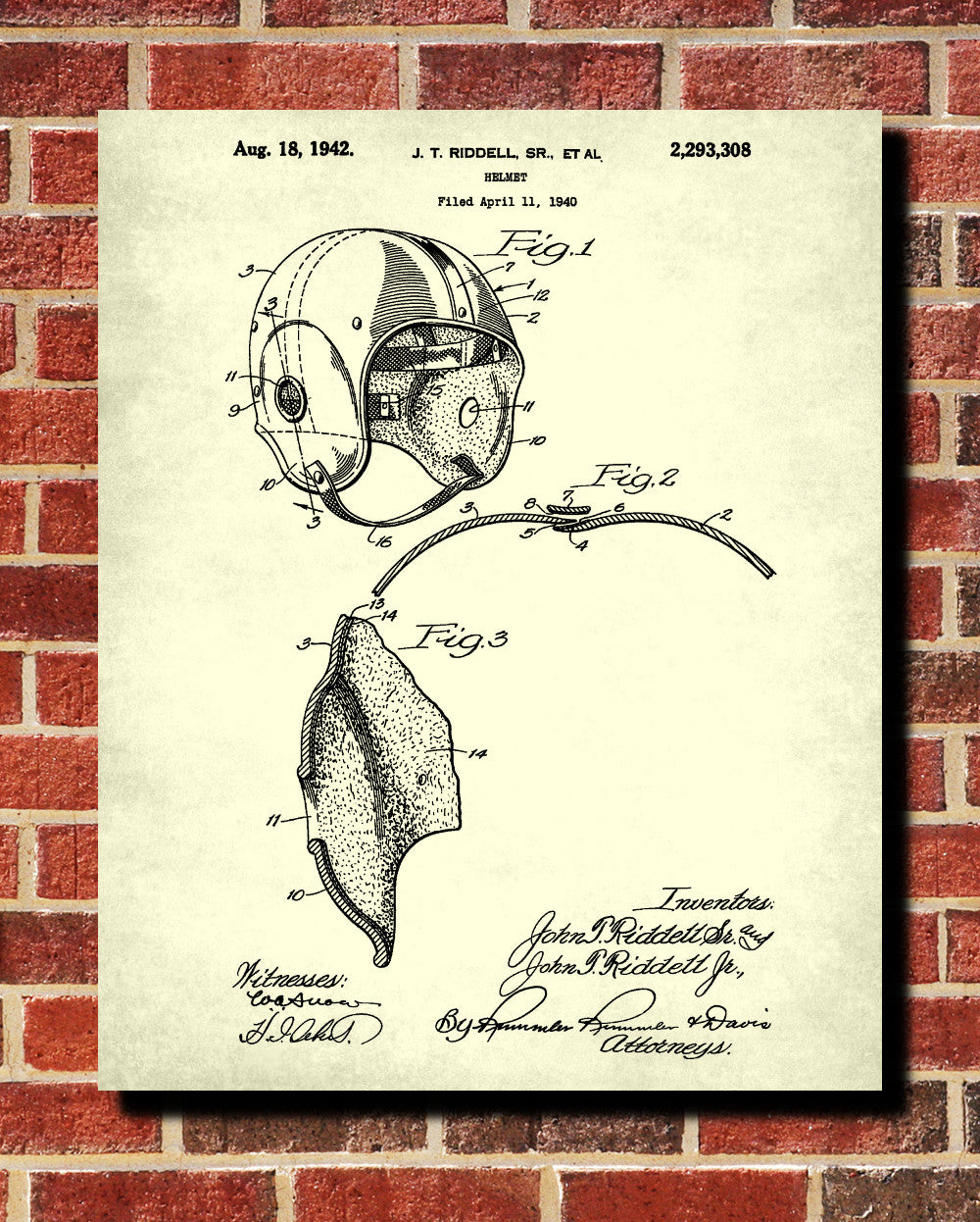 Football Helmet Patent Print Man Cave Poster Sports Blueprint