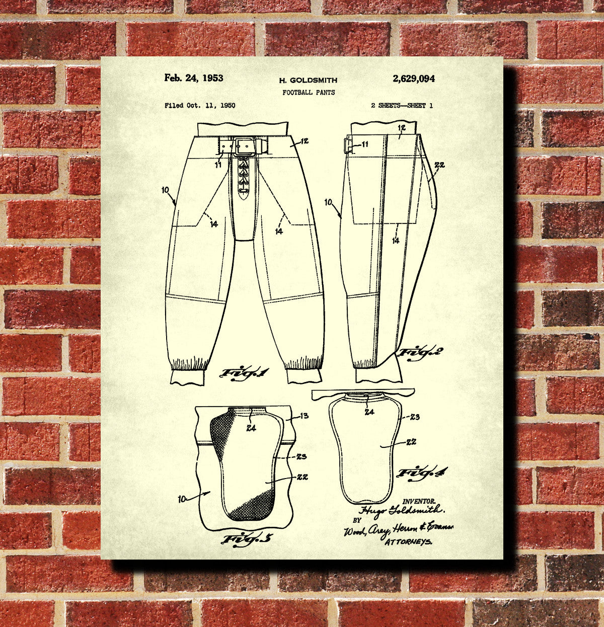  Football pants Patent Print Sport Blueprint