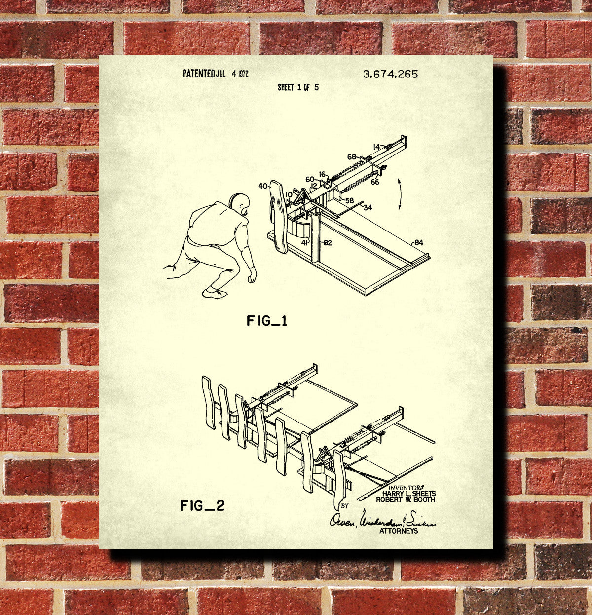 Football Patent Print Training Sled Blueprint Sports Poster