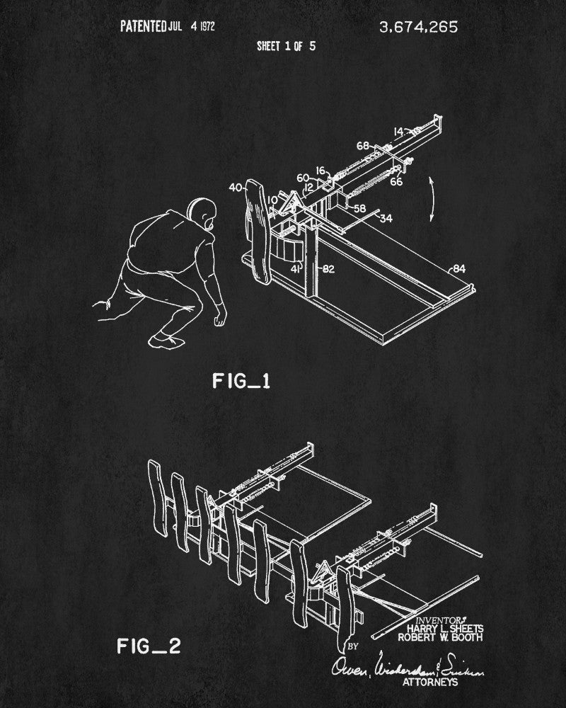 Football Patent Print Training Sled Blueprint Sports Poster