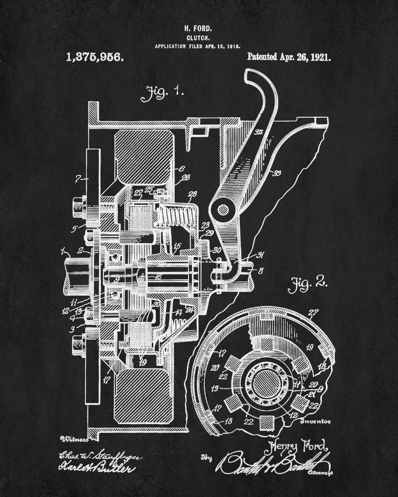 Ford Clutch Patent Print Car Blueprint Workshop Poster - OnTrendAndFab