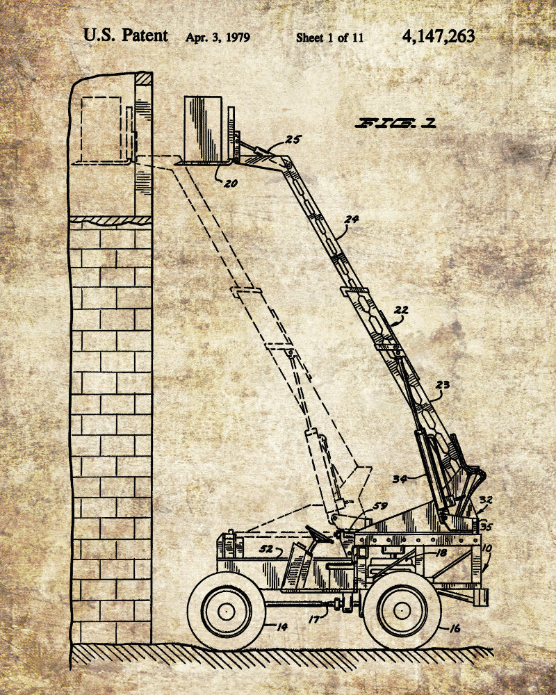 Forklift Patent Print Handling Equipment Office Poster