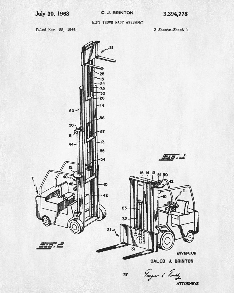 Forklift Patent Print Handling Equipment Office Poster