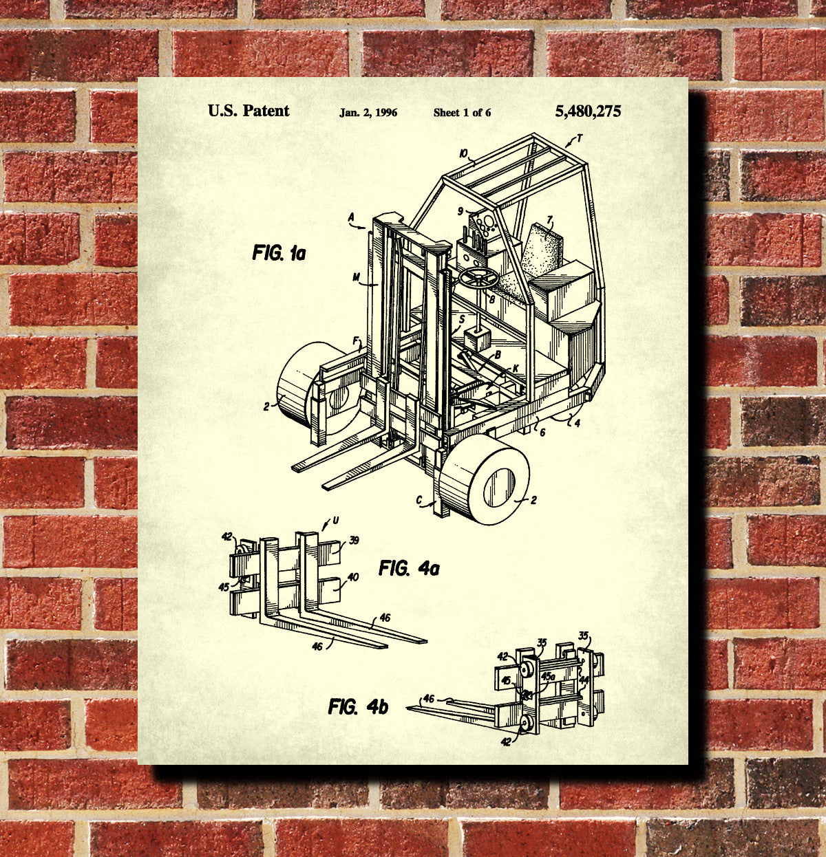 Forklift Patent Print Warehouse Lifting Equipment Poster