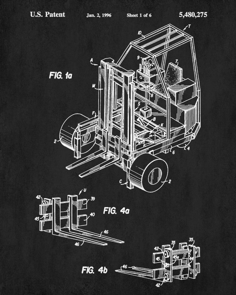 Forklift Patent Print Warehouse Lifting Equipment Poster