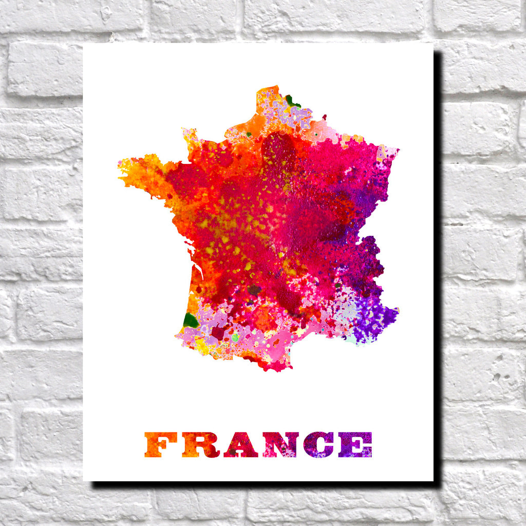 France Map Print Outline Wall Map of France
