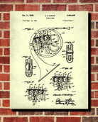 French Horn Patent Print Musical Instrument Blueprint Poster