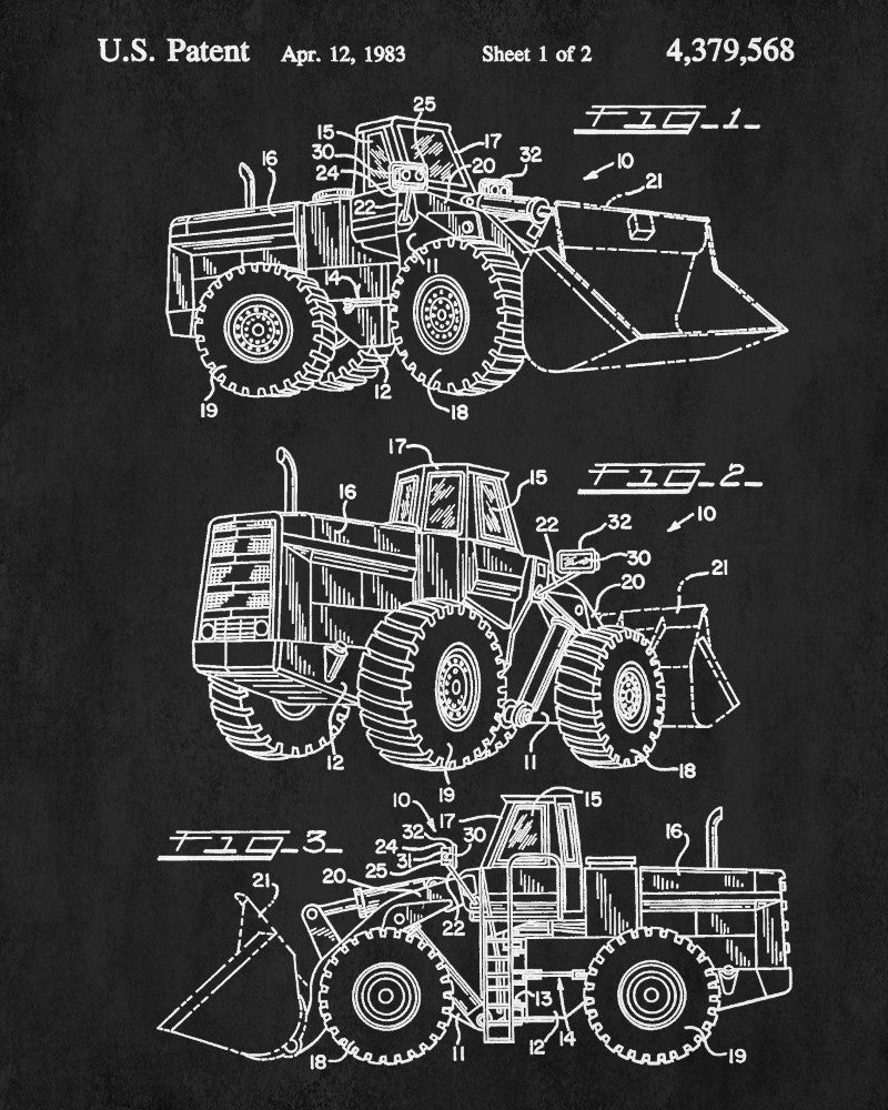 Front Loader Blueprint Mining Equipment Poster Klondike Gold Rush