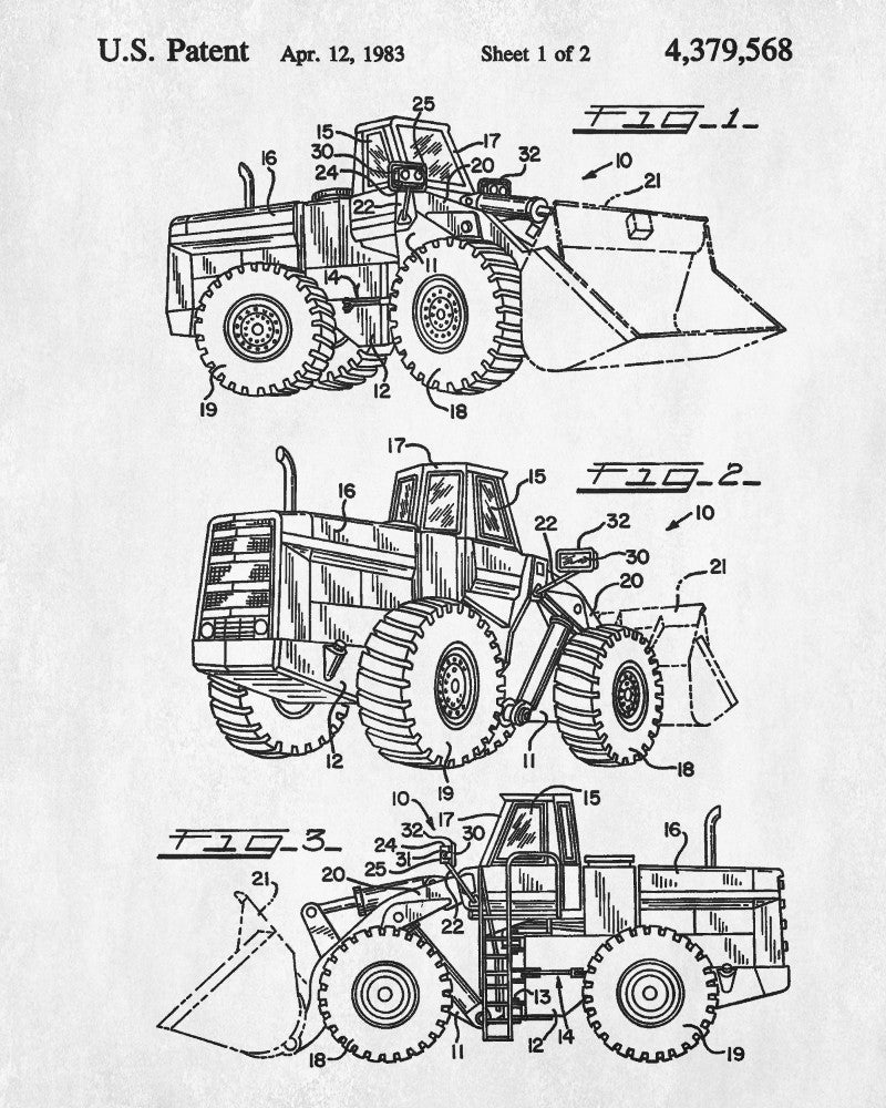 Front Loader Blueprint Mining Equipment Poster Klondike Gold Rush