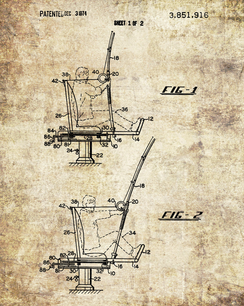 Game Fishing Chair Angling Patent Print Angler Gift