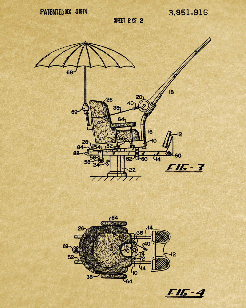 Game Fishing Chair Angling Patent Print Fisherman Gift