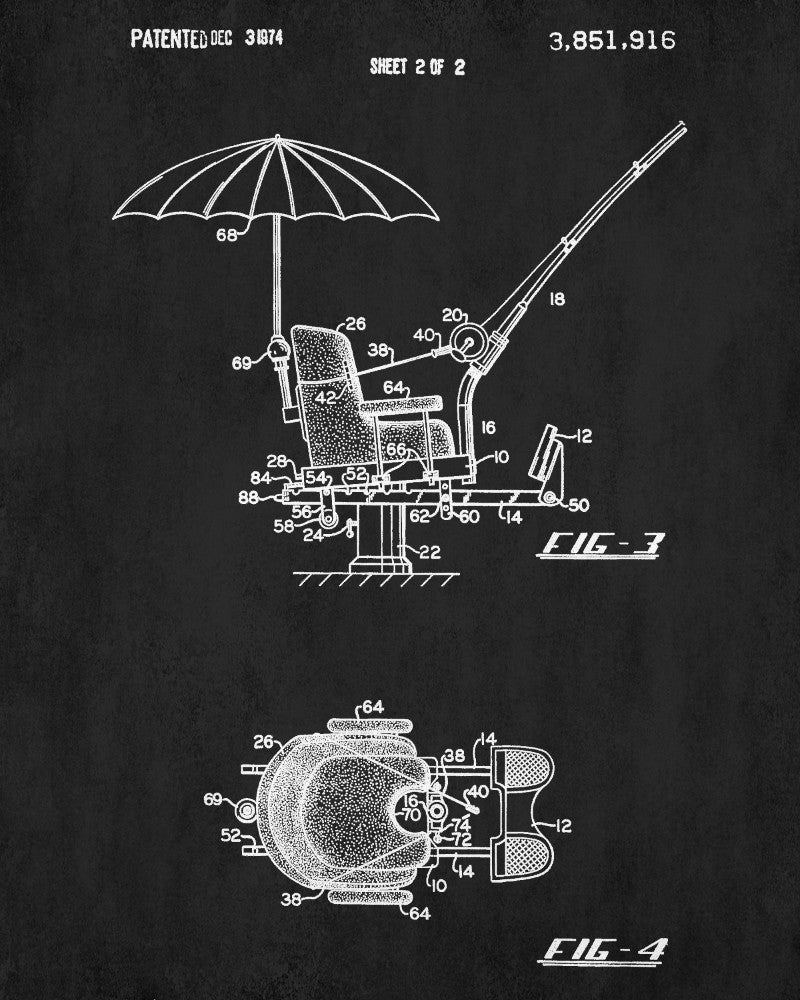 Game Fishing Chair Angling Patent Print Fisherman Gift