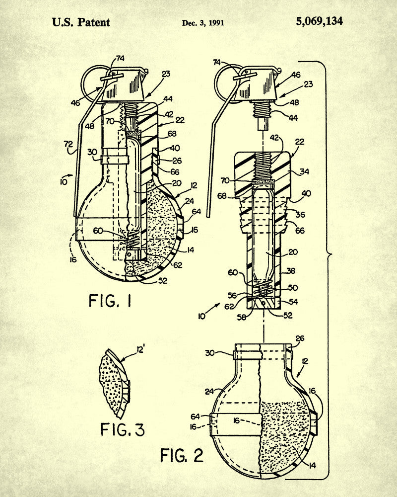 Gas Grenade Patent Print Law Enforcement Wall Art Poster