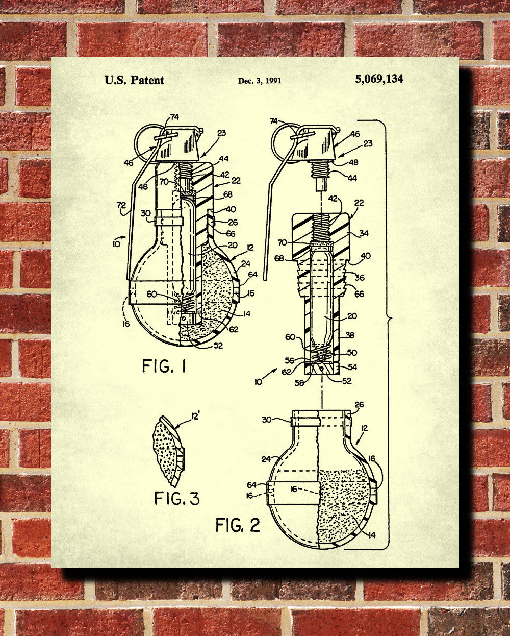 Gas Grenade Patent Print Law Enforcement Wall Art Poster