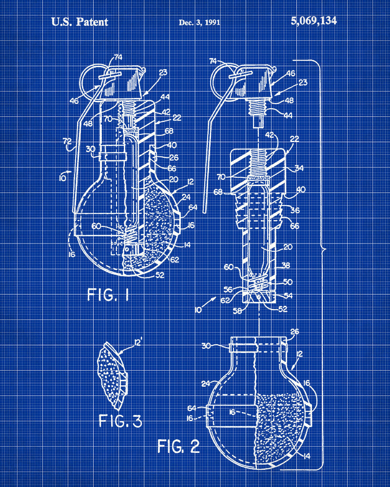 Gas Grenade Patent Print Law Enforcement Wall Art Poster