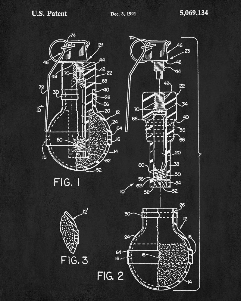 Gas Grenade Patent Print Law Enforcement Wall Art Poster