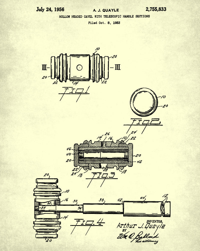 Gavel Patent Print Legal Courtroom Wall Art Poster