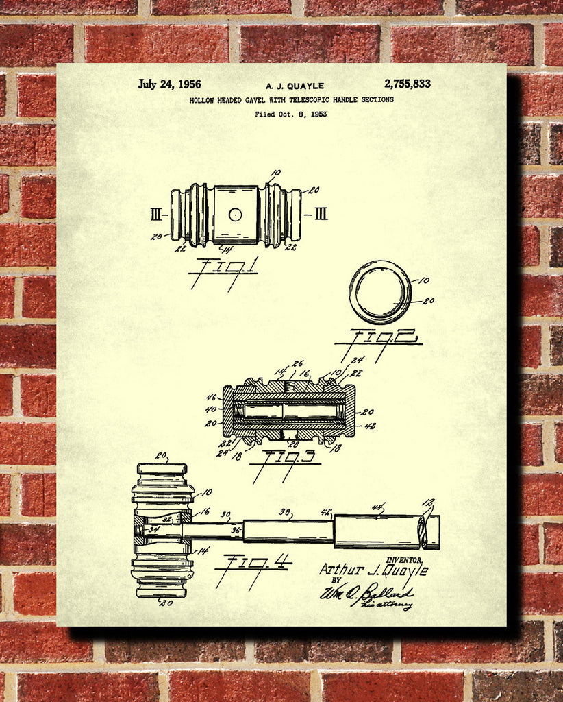 Gavel Patent Print Legal Courtroom Wall Art Poster