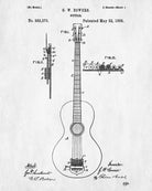 Guitar Patent Print Musical Instrument Blueprint Guitar Poster