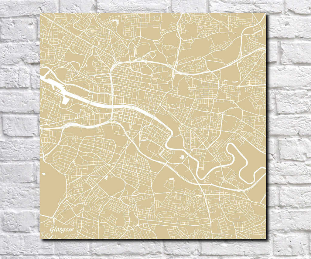 Glasgow City Street Map Print Modern Art Poster Home Decor - OnTrendAndFab
