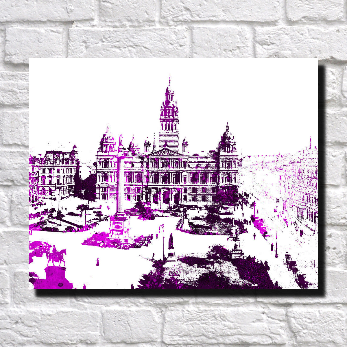 Glasgow City Skyline Print Landscape Poster Feature Wall Art