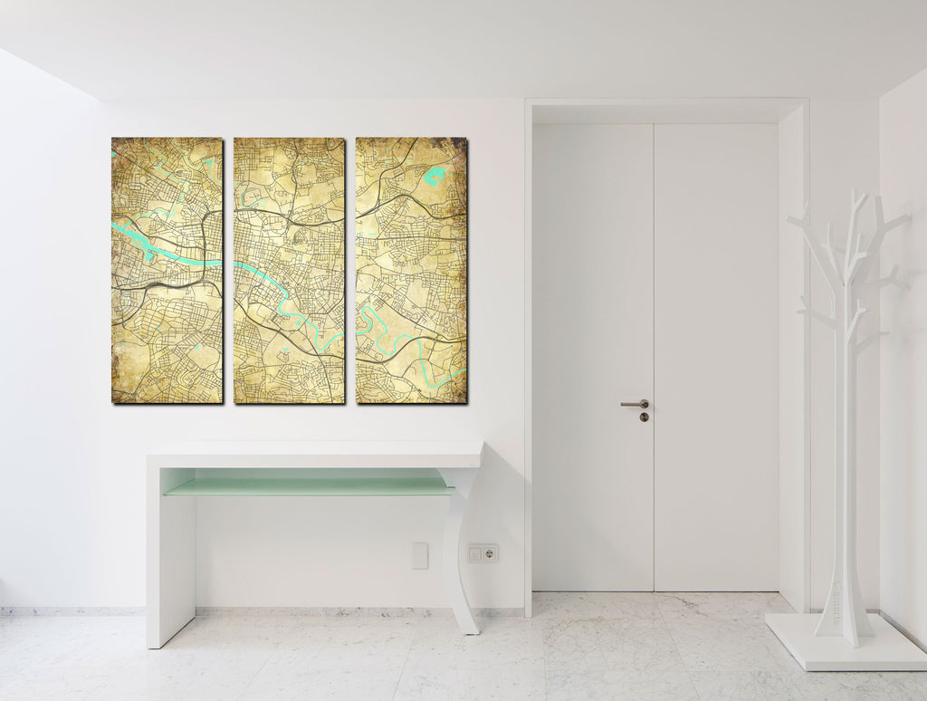 Glasgow Street Map 3 Panel Canvas Wall Map 7100C3